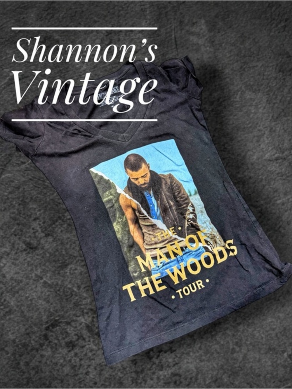 Justin Timberlake's "Man of the Woods" tour sz Small V neck tee A49